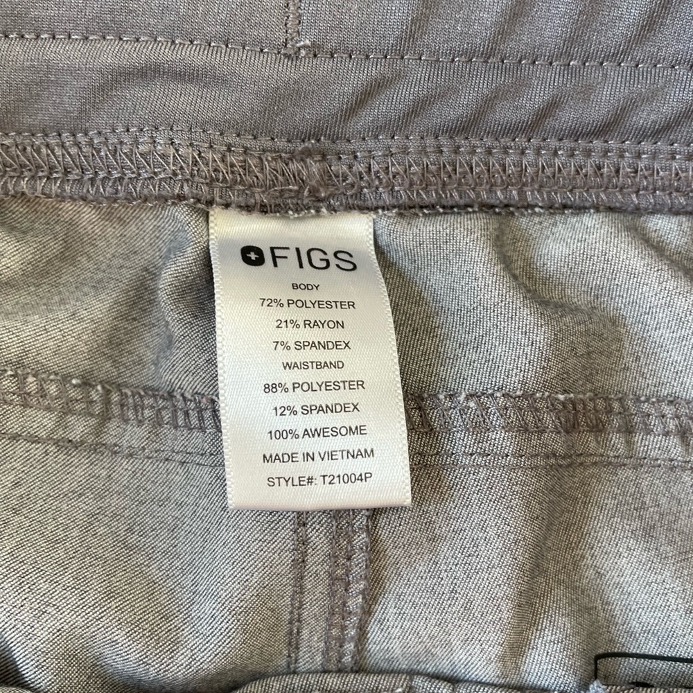 Figs Women's Gray Scrubs with Turquoise Drawstring Medium Petite - Picture 4 of 6